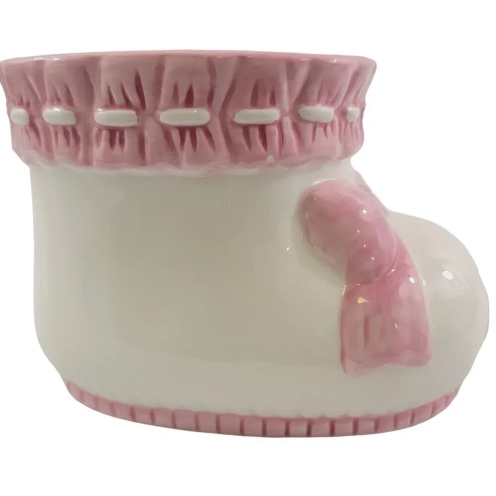 Burton and Burton Baby Girl Bootie Plant Pot Ceramic Planter Baby Shower Décor